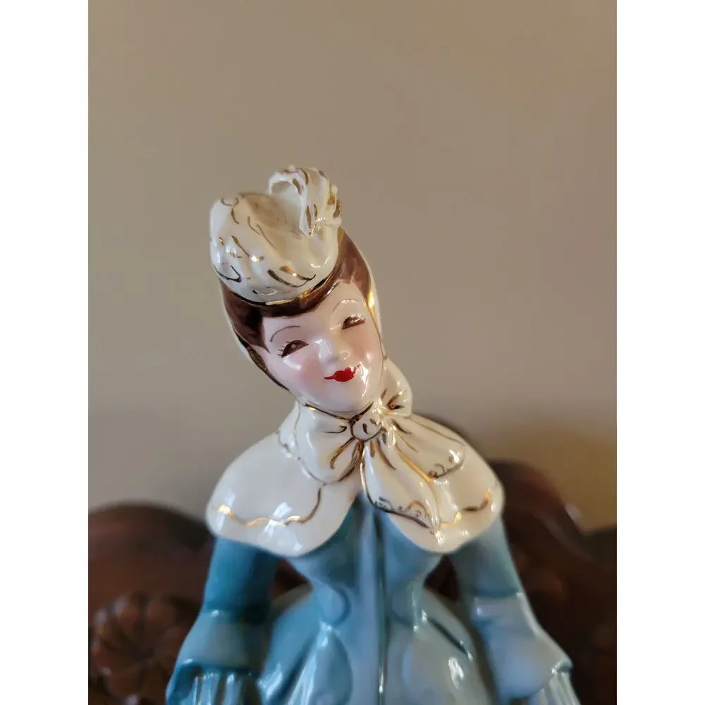 Vintage Florence Ceramics Lillian Figurine 1950s Pasadena MCM Blue Lady Dress